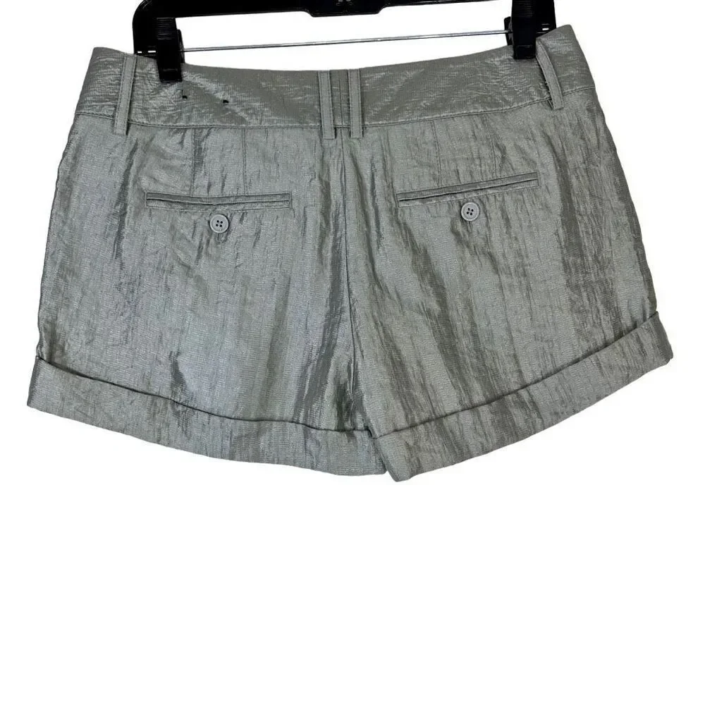 Express Metallic Cuffed Mini Shorts w Pockets Womens‎ 8 Glam Summer